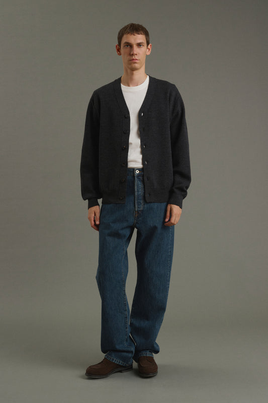 Cardigan Romeo - Charcoal Grey - Wool - Men