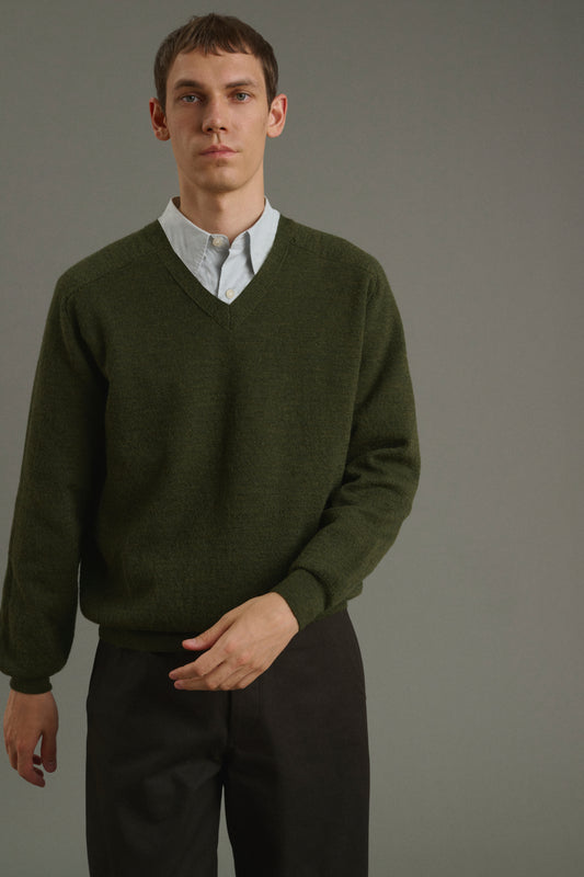 Pullover Themo - Dark Green - Wool - Men
