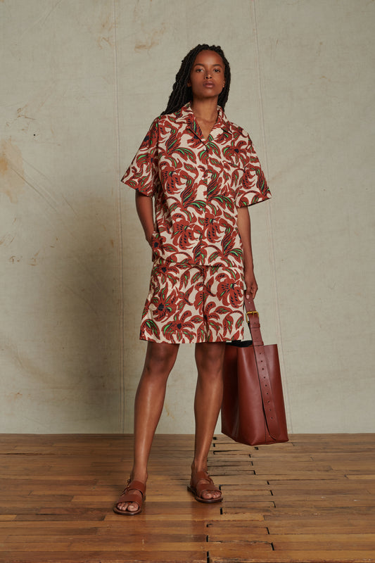 Chemise Alexandre - Terre Battue/Vert - Coton - Femme