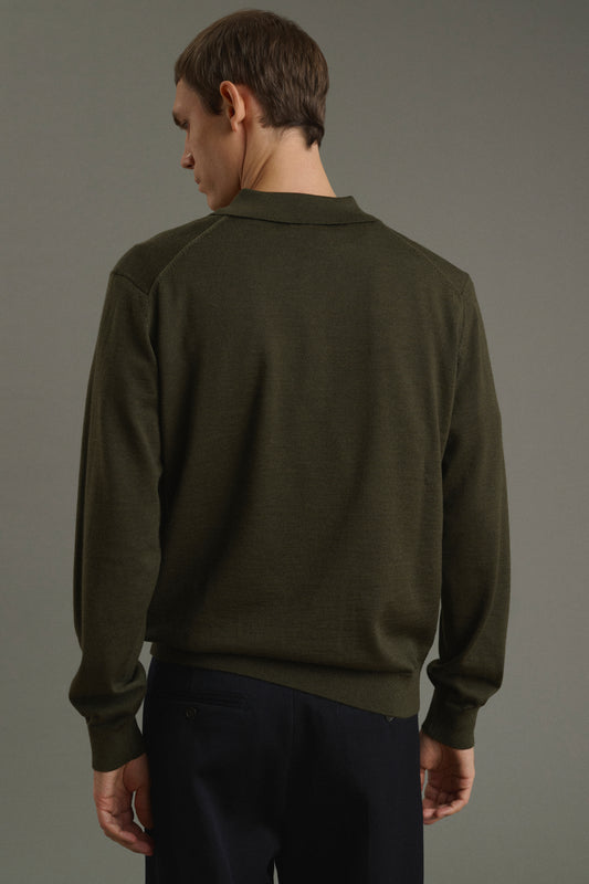 Pullover Etienne - Mélange Khaki - Merino Wool - Men