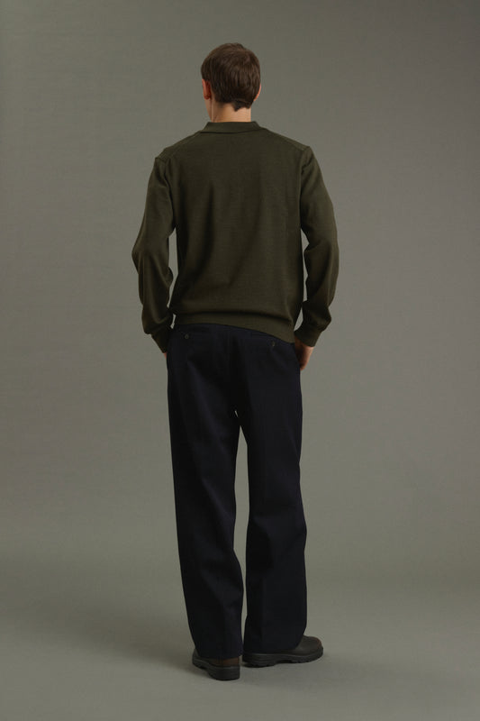 Pullover Etienne - Mélange Khaki - Merino Wool - Men