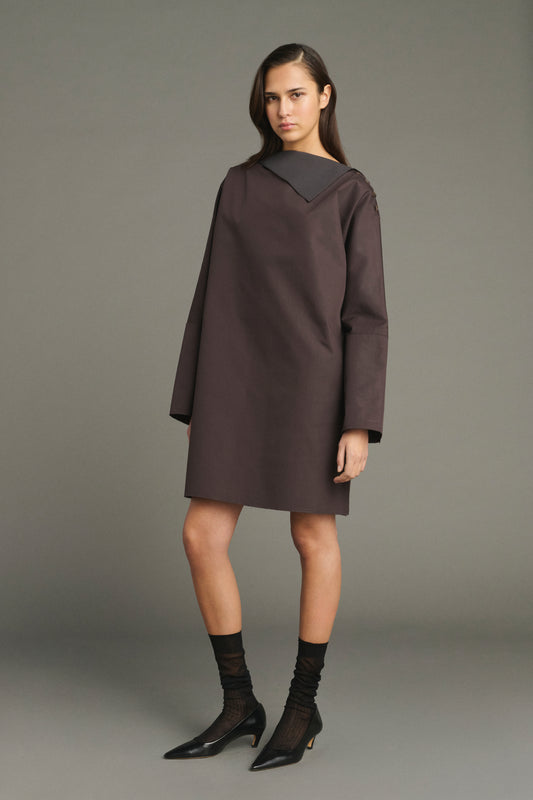 Liris dress - Fig/Dark Brown - Cotton - Women