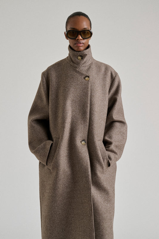 Manteau Germain - Taupe Laine Chevron Oversize - Soeur