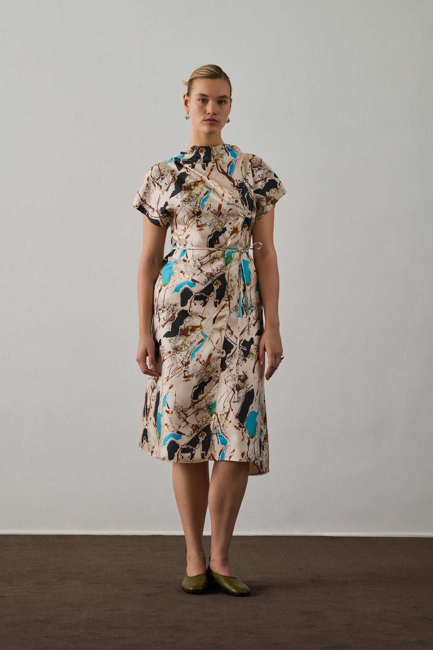 Robe Felicie - Beige/Turquoise - Soie - Femme