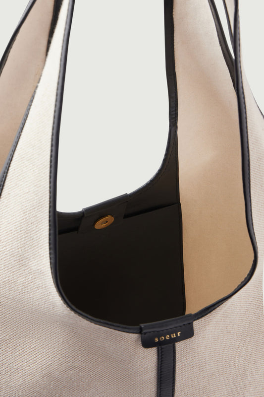 Douce tote - Ecru/Black - Leather - Women