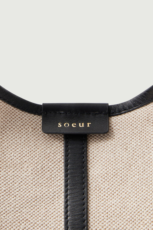 Douce tote - Ecru/Black - Leather - Women