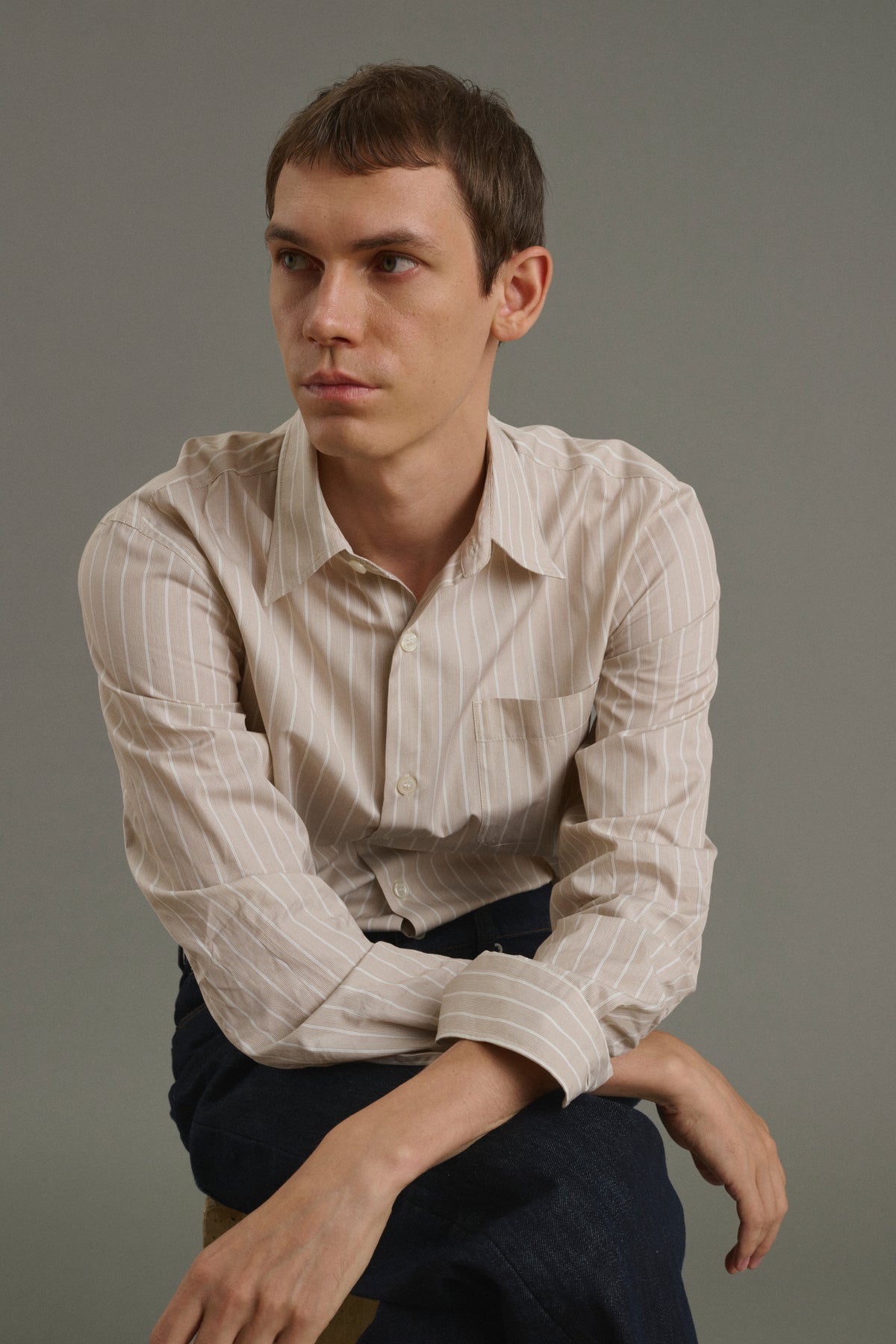 Chemise Glenn - Noisette/Écru - Coton - Homme vue 1