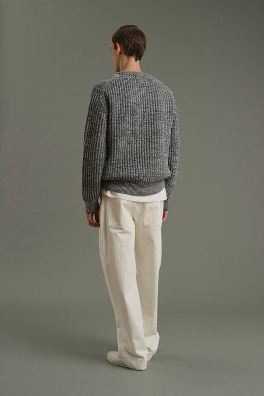 Pullover Osma - Ecru/Charcoal - Wool - Men