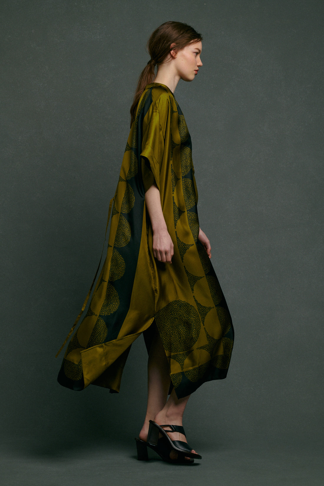 Robe Athena - Kaki/Noir - Soie - Femme