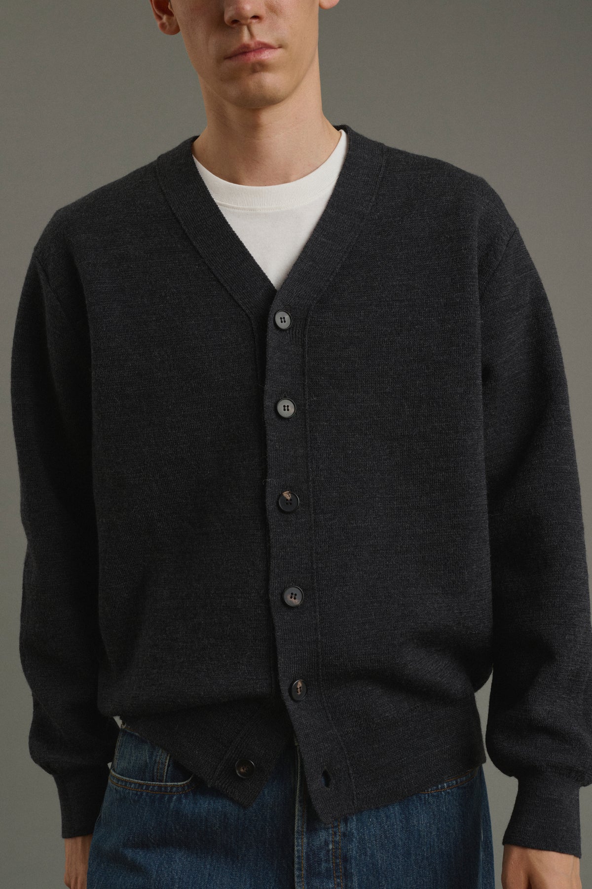 Cardigan Romeo - Charcoal Grey - Wool - Men vue 6