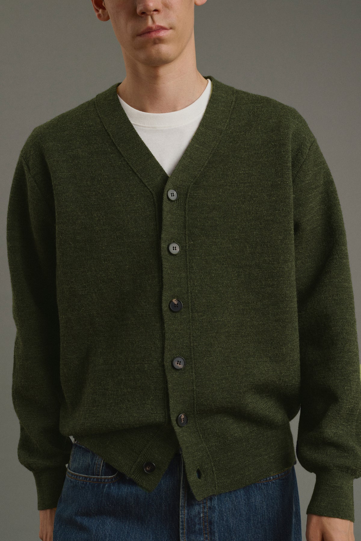 Cardigan Romeo - Kaki Foncé - Laine - Homme