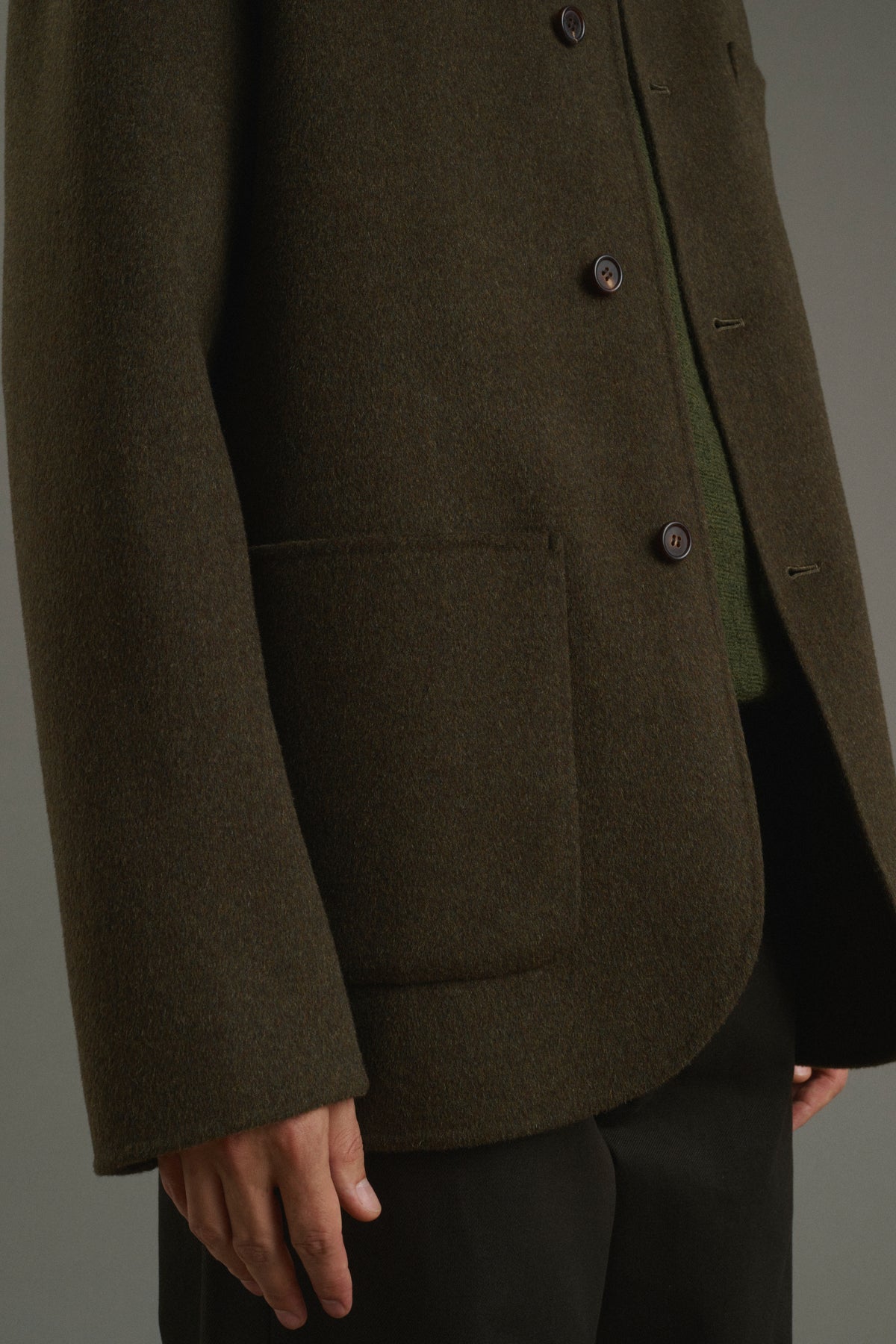 Eole jacket - Heathered Khaki - Double-Faced Fabric - Men