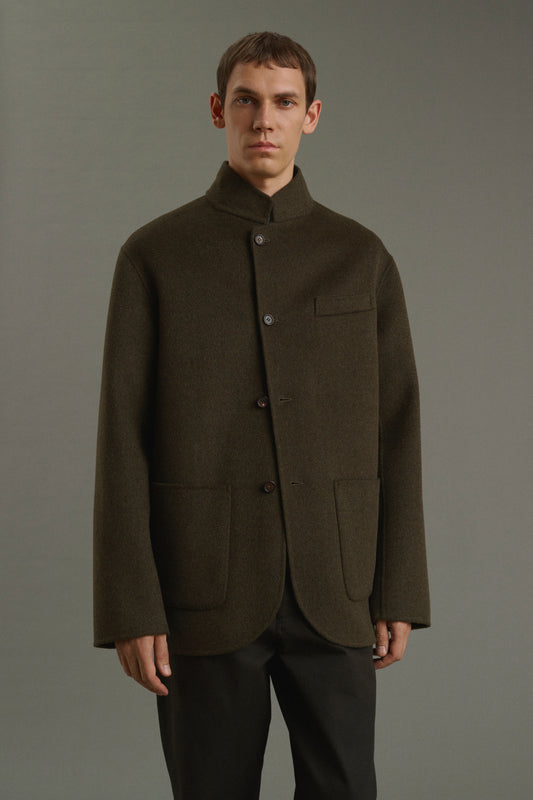 Eole jacket - Heathered Khaki - Double-Faced Fabric - Men
