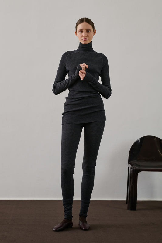 Legging Gill - Gris Chiné Foncé - Laine - Femme