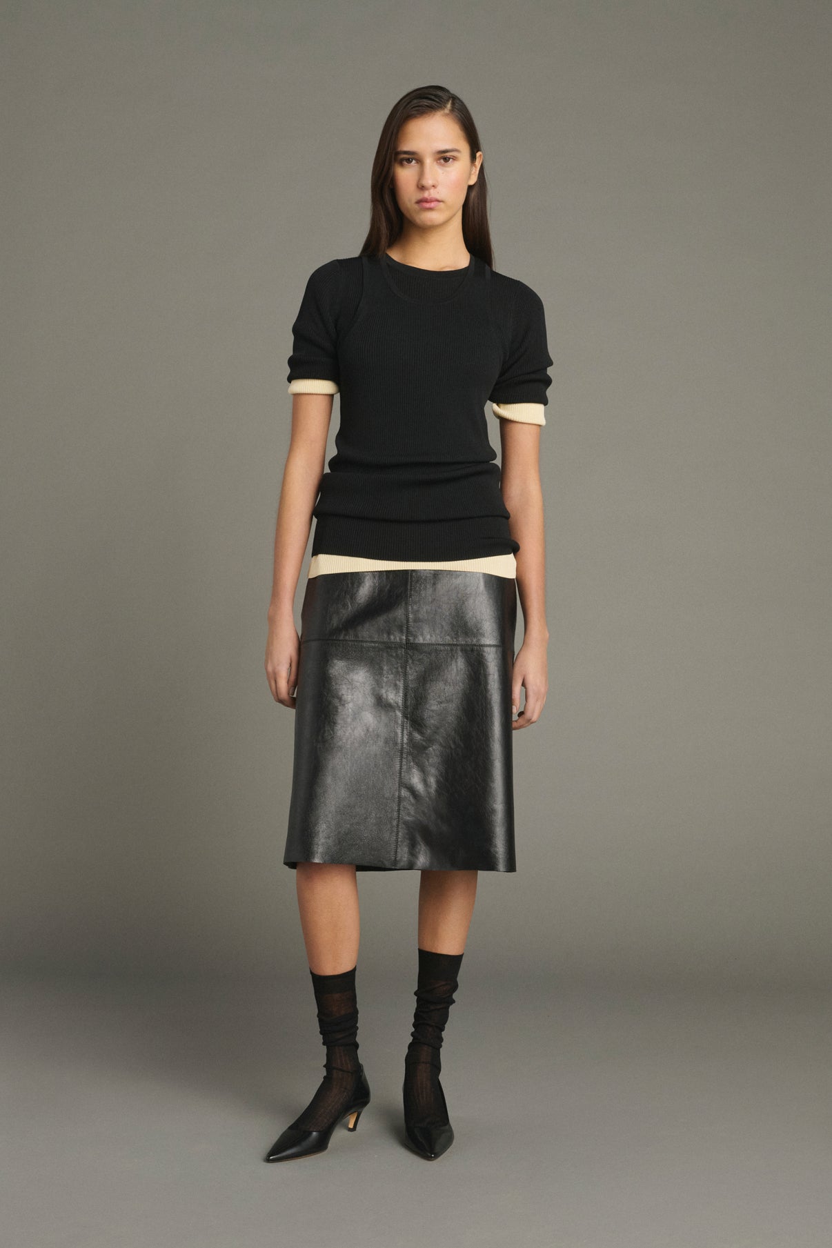 Jupe Gwen - Noir - Cuir - Femme vue 1