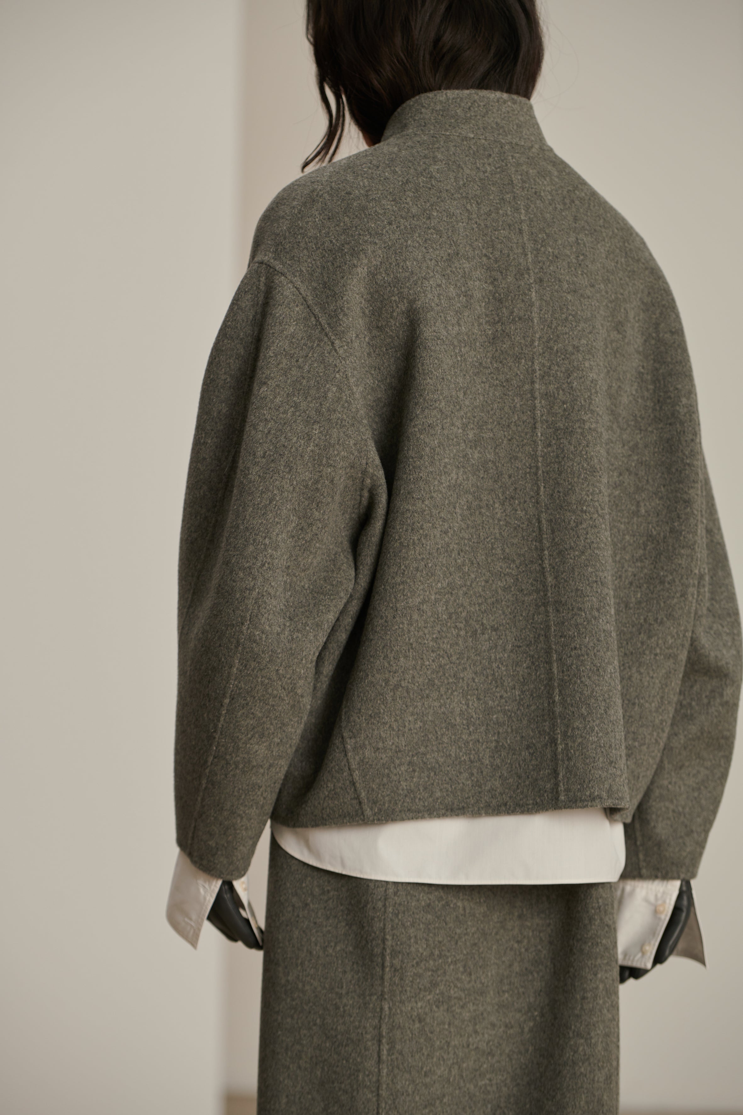 Manteau Windsor Gris Clair Chine Laine Femme