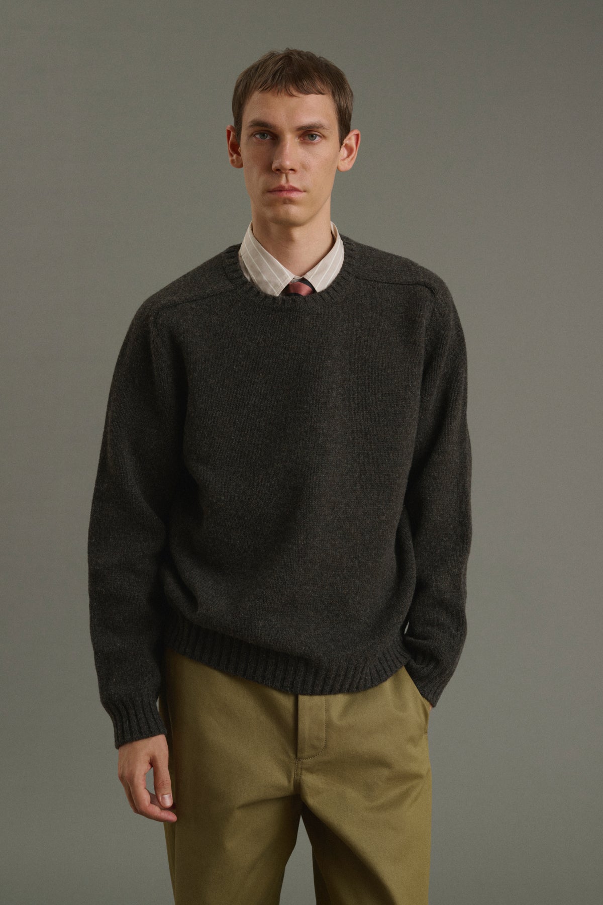 Isamu pullover - Dark Brown - Wool - Men vue 3