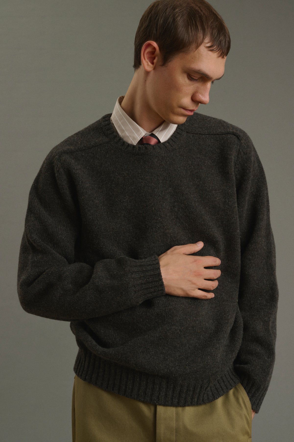 Isamu pullover - Dark Brown - Wool - Men vue 1