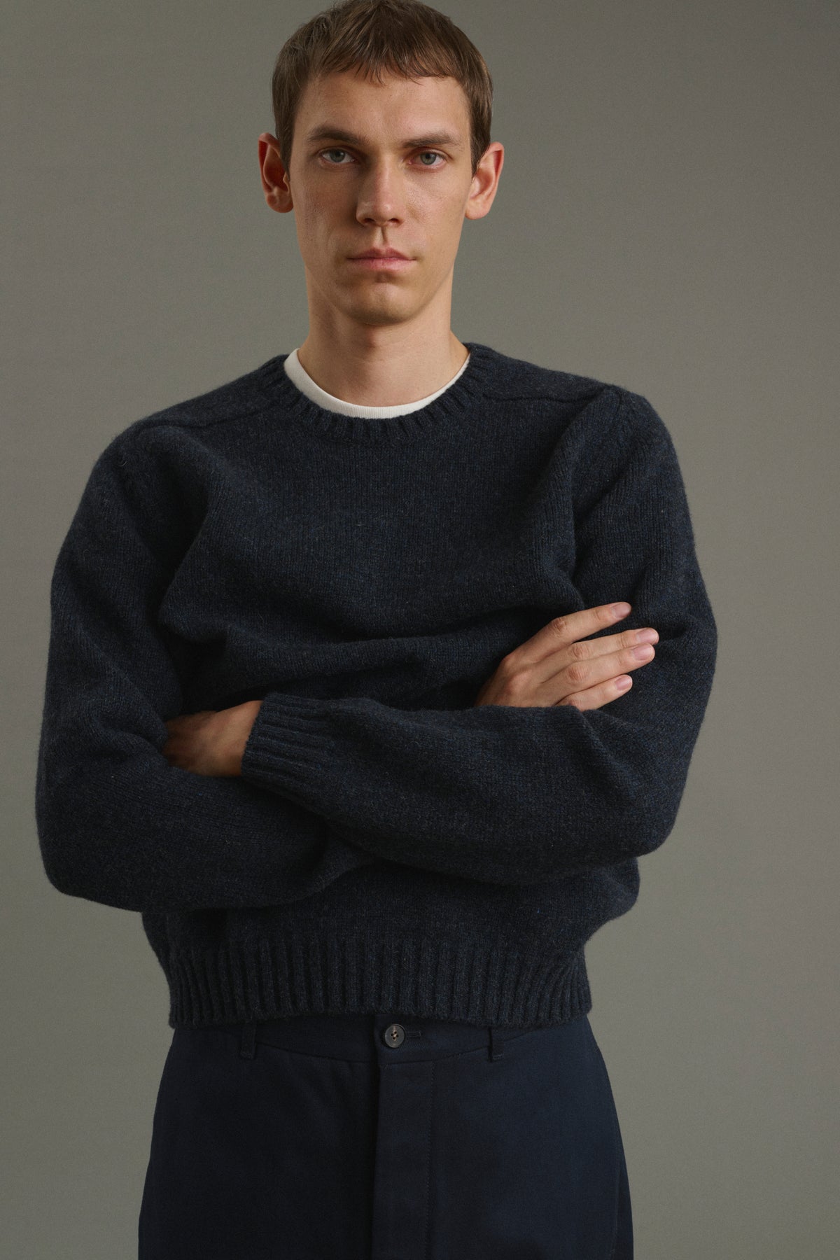 Pull Isamu - Navy Chiné - Laine - Homme vue 1