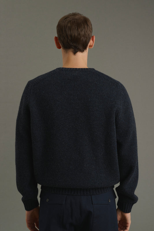 Isamu pullover - Heathered Navy - Wool - Men