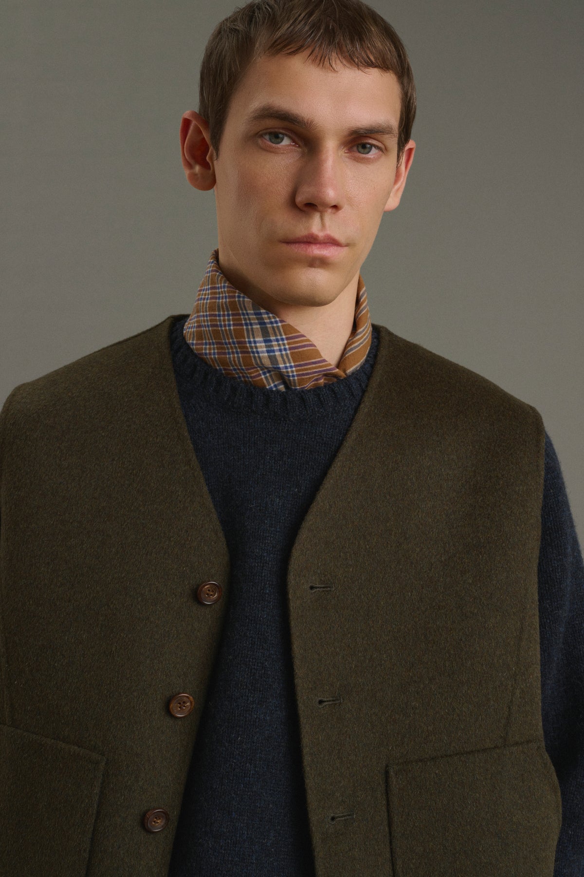 Philibert Scarf - Blue/Brown - Cotton - Men vue 2