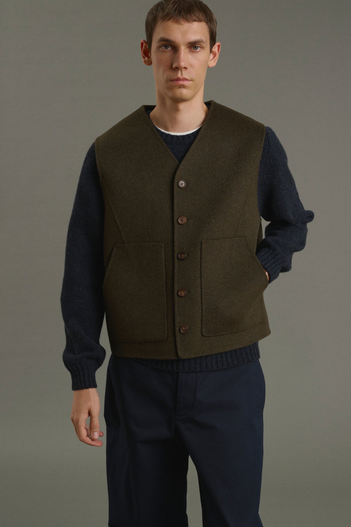 Jacket Romain - Heathered Khaki - Double-Faced - Men