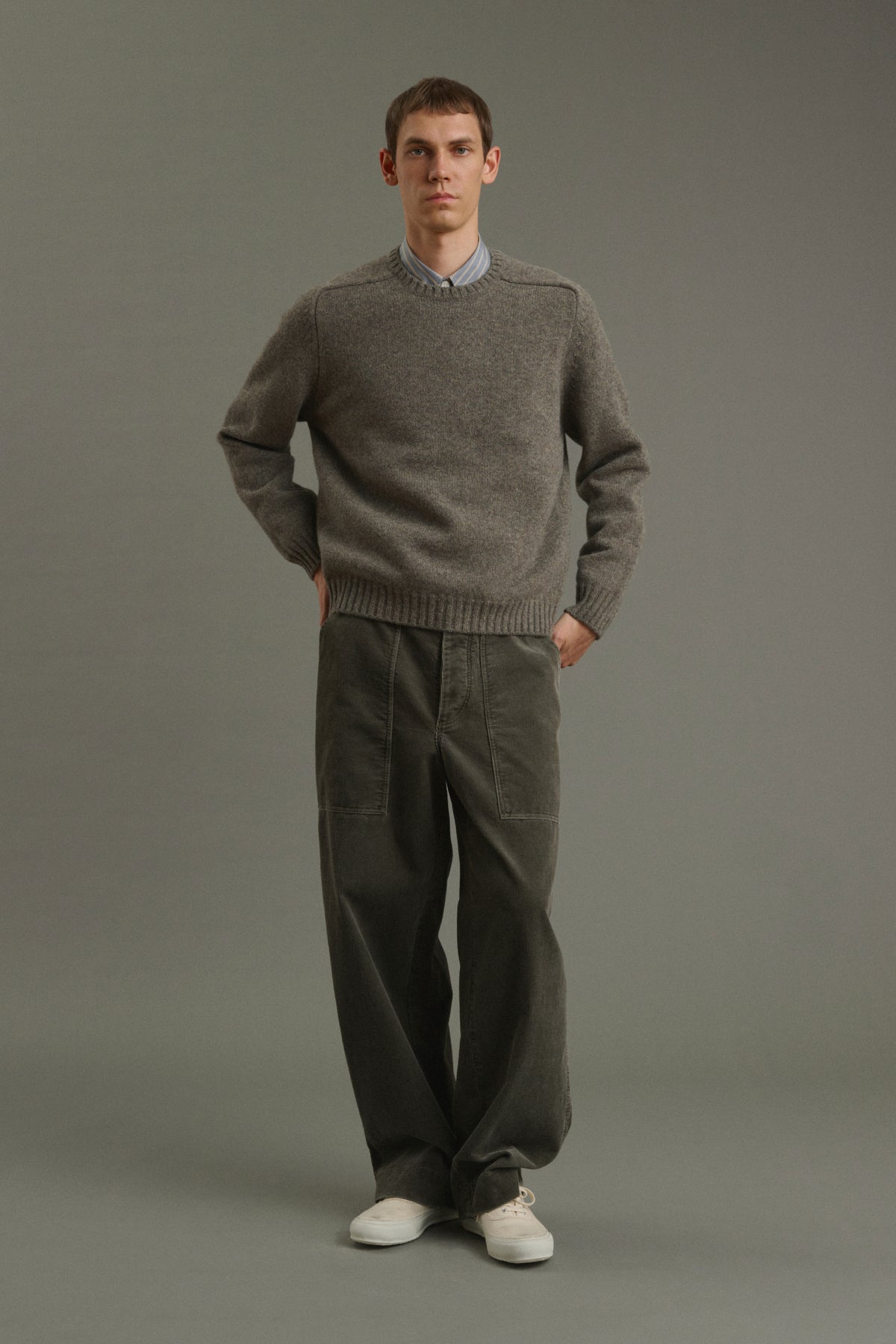Pull Isamu - Vert De Gris - Laine - Homme vue 3