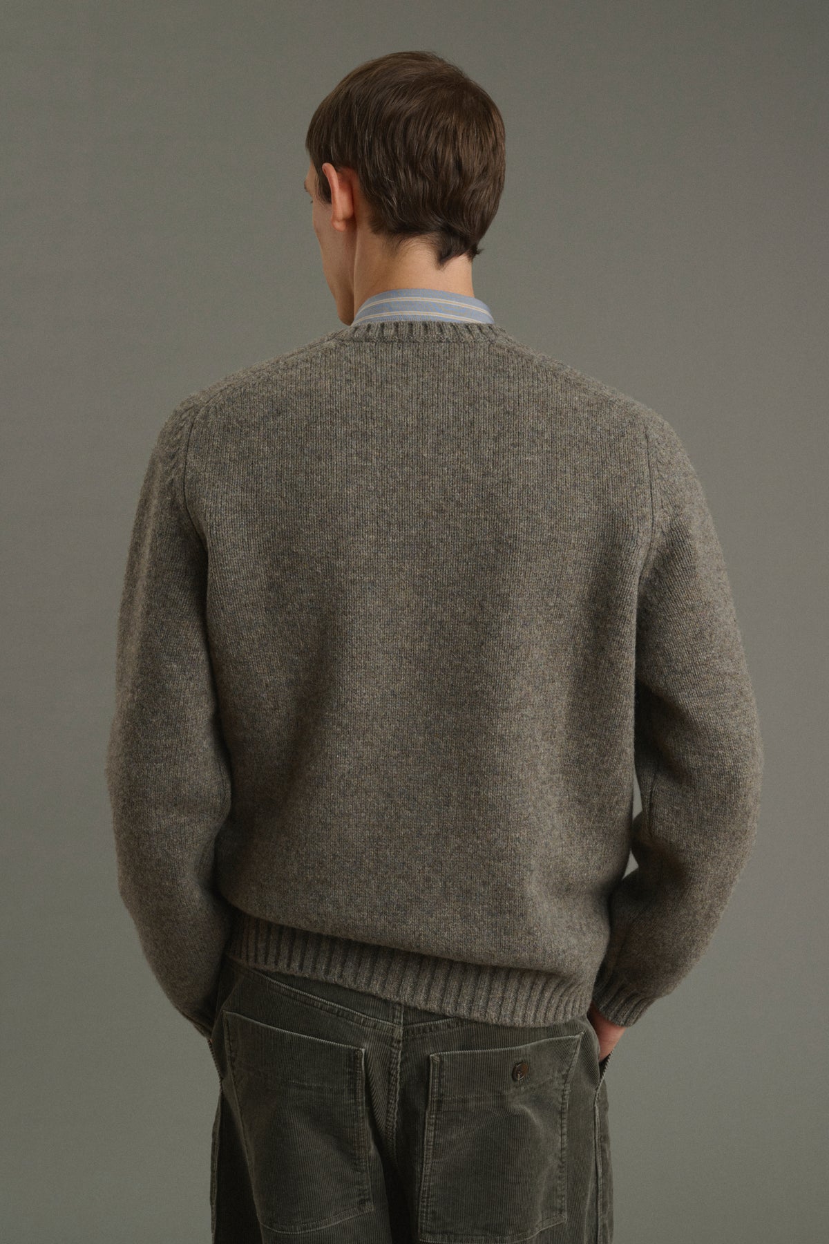 Pull Isamu - Vert De Gris - Laine - Homme vue 2