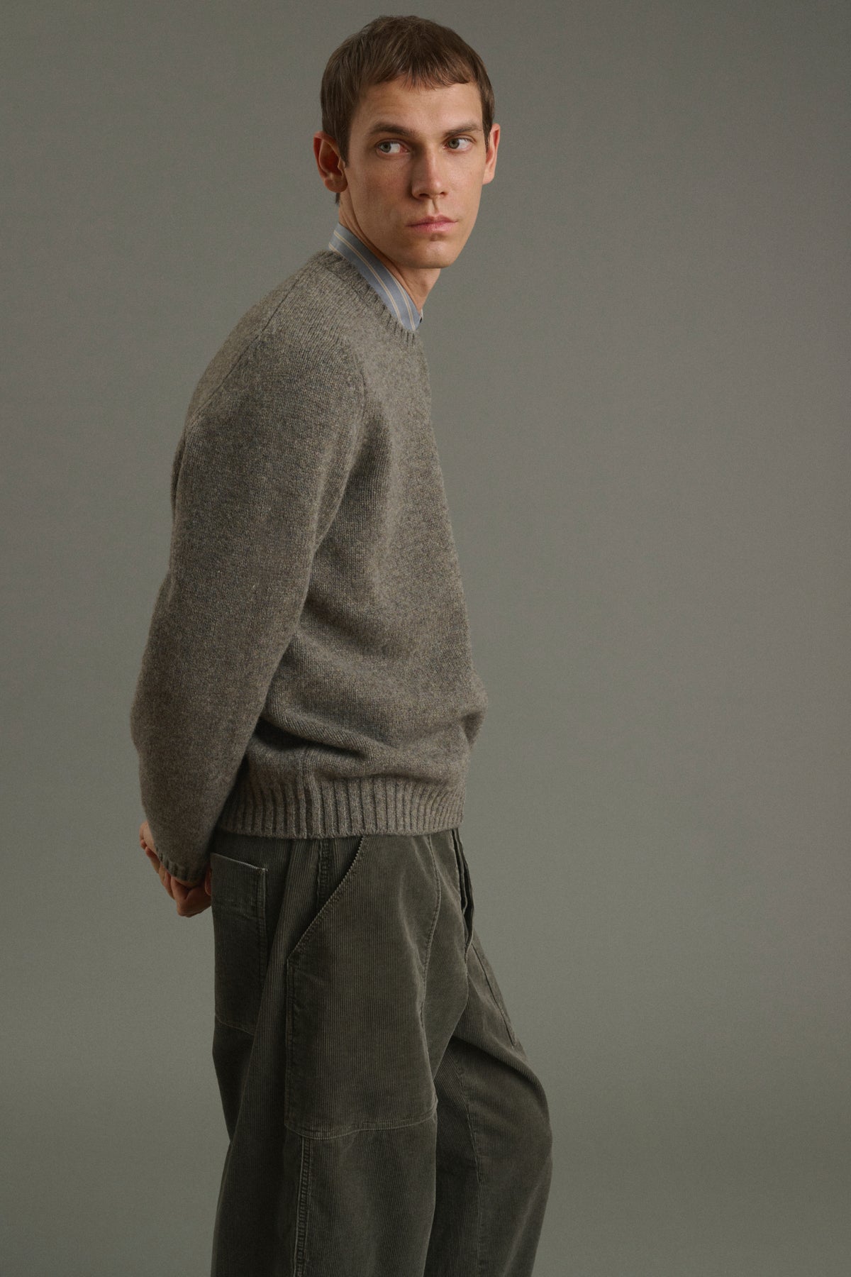 Pull Isamu - Vert De Gris - Laine - Homme vue 5