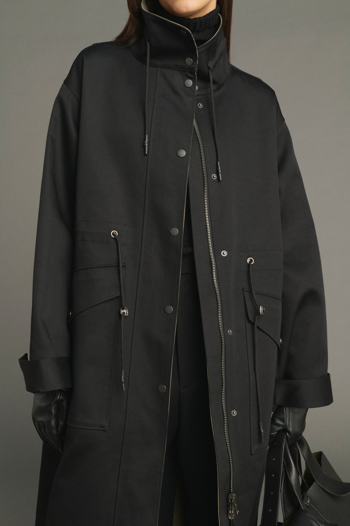 Luce coat - Black/Beige - Cotton - Women vue 3