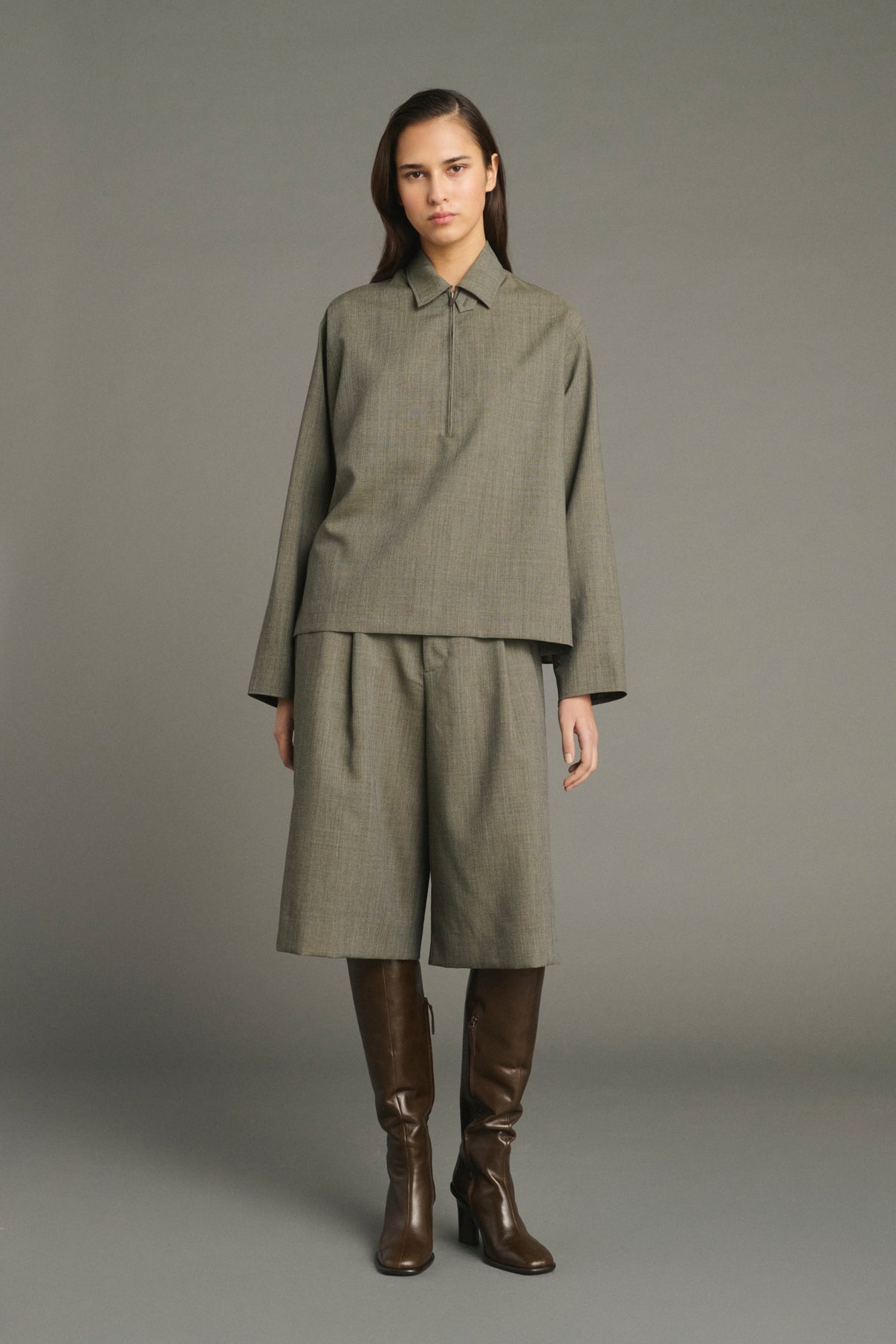 Bermuda Louison - Vert De Gris - Laine - Femme vue 1