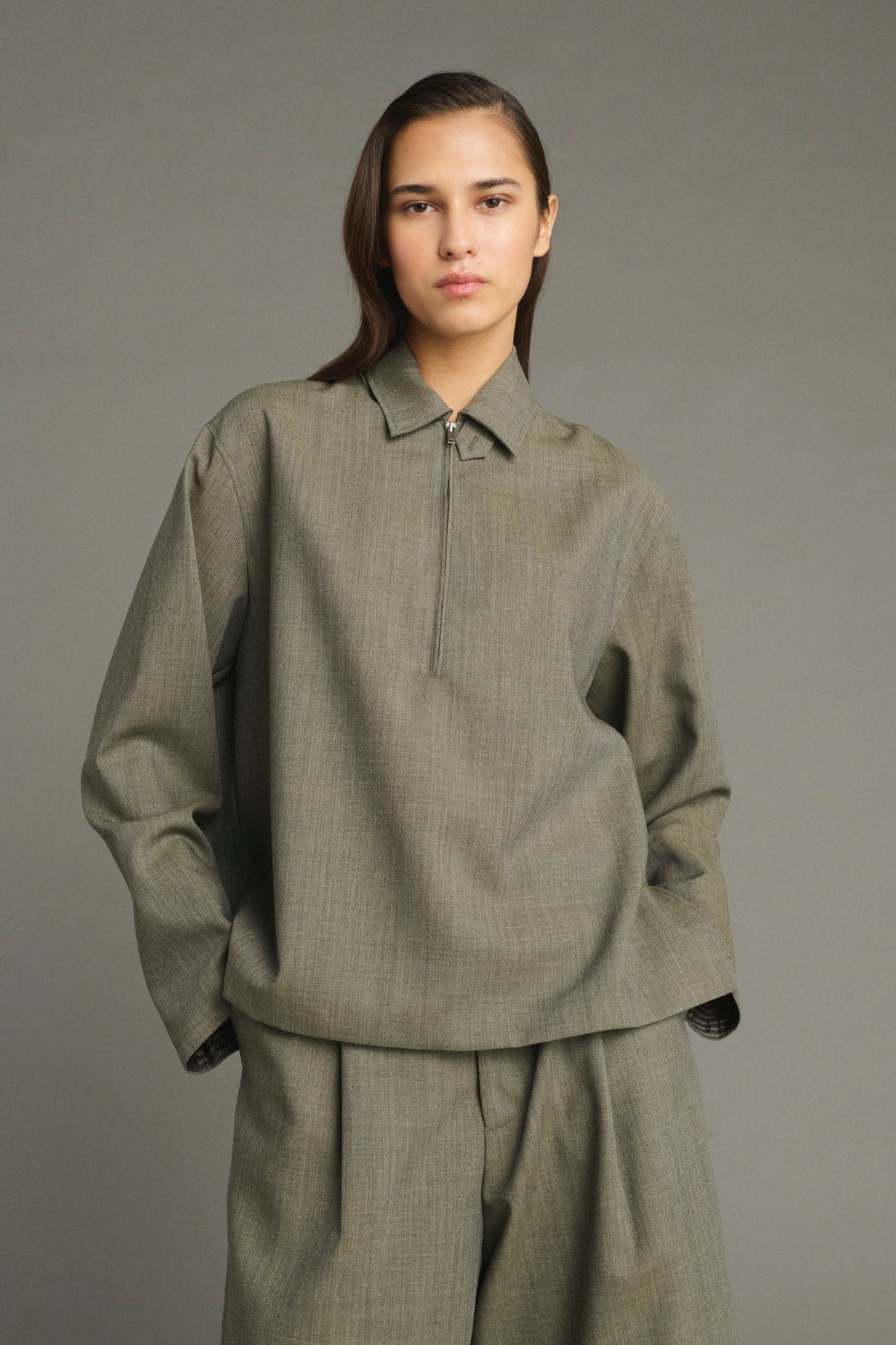 Blouse Jessie - Vert De Gris - Laine - Femme vue 1
