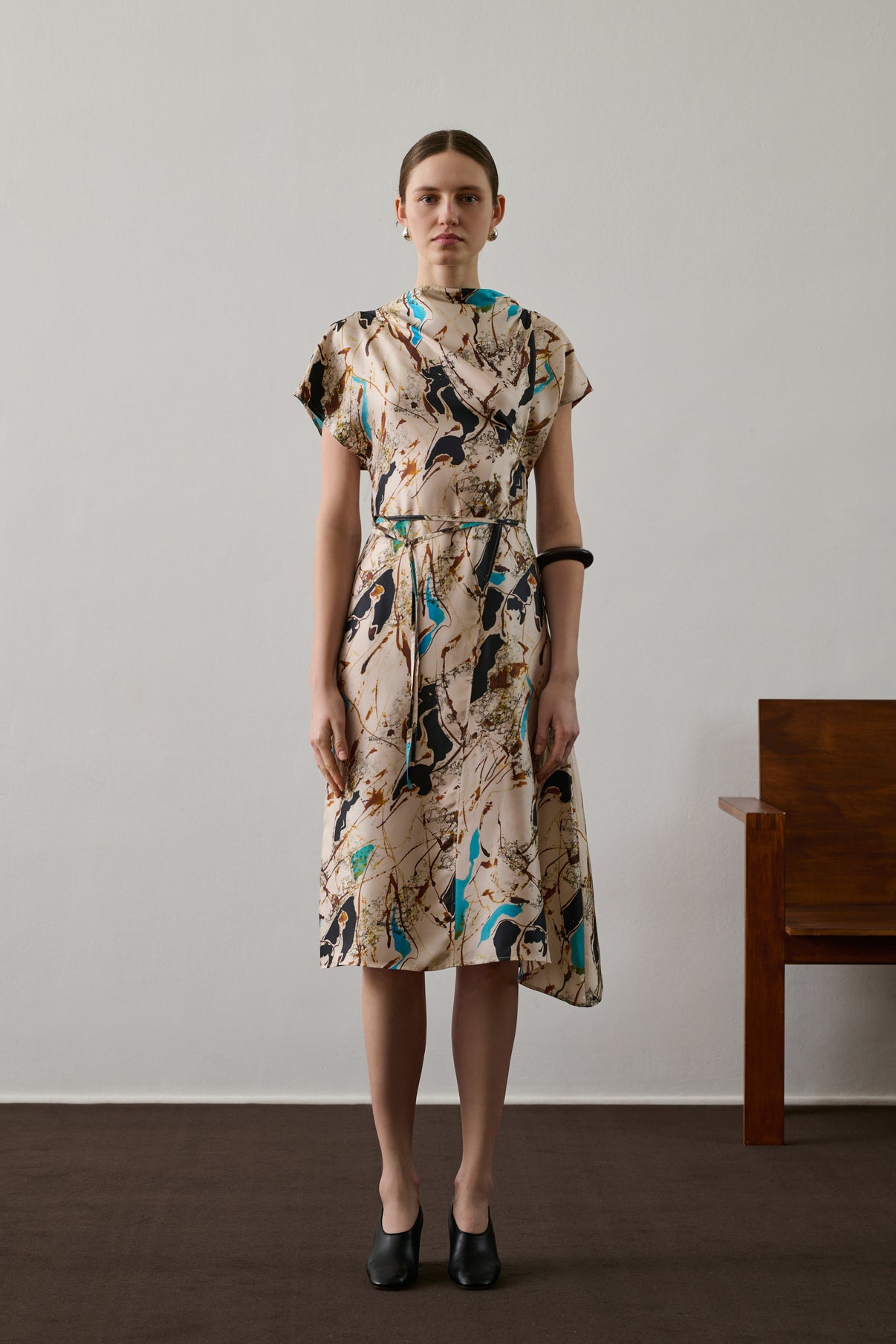 Robe Felicie - Beige/Turquoise - Soie - Femme vue 3