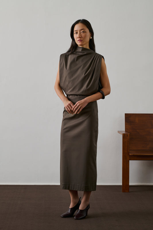 Robe Gemma - Marron/Taupe - Coton - Femme