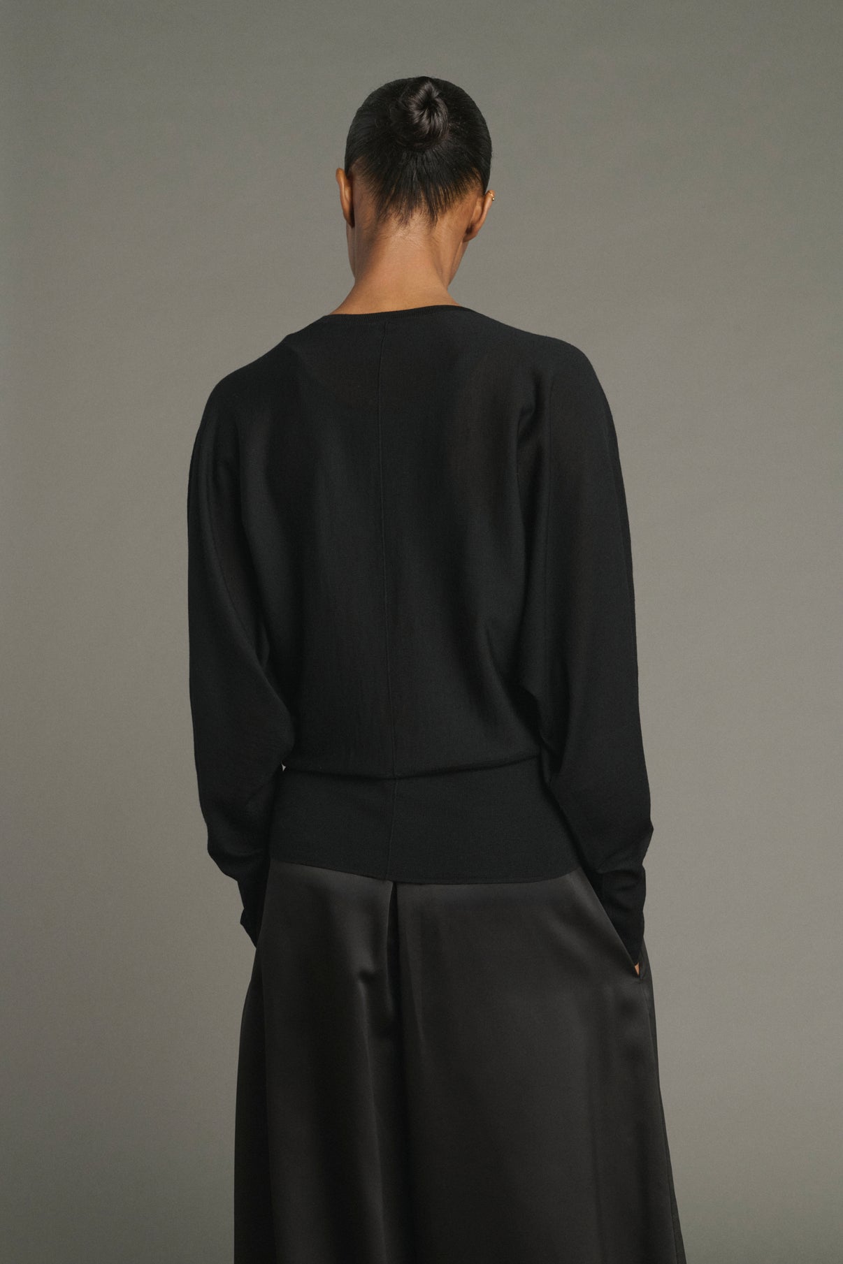 Pullover Lina - Black - Merino Wool - Women vue 3