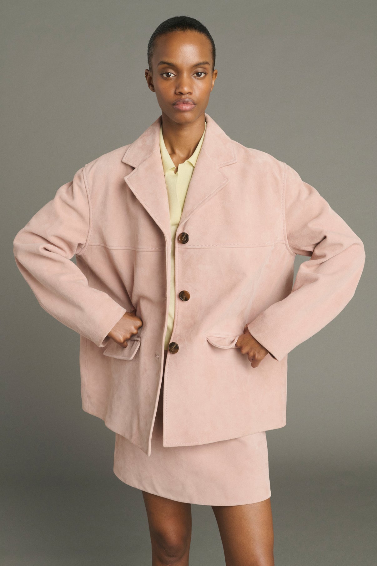 Veste Lorenzo - Vieux Rose - Cuir - Femme vue 1