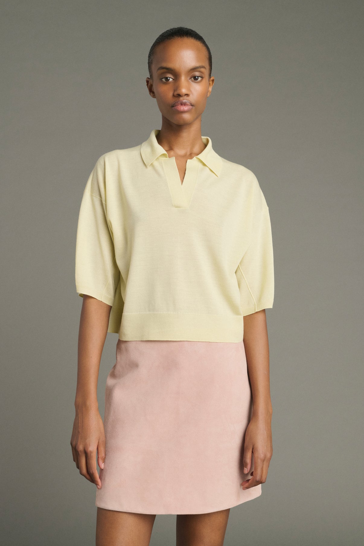 Pull Elton - Jaune Pâle - Laine Mérinos - Femme vue 1