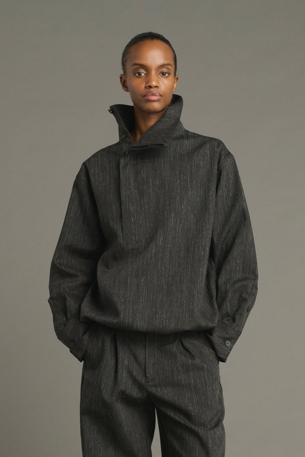 Lutece shirt - Anthracite Grey - Wool - Women vue 1