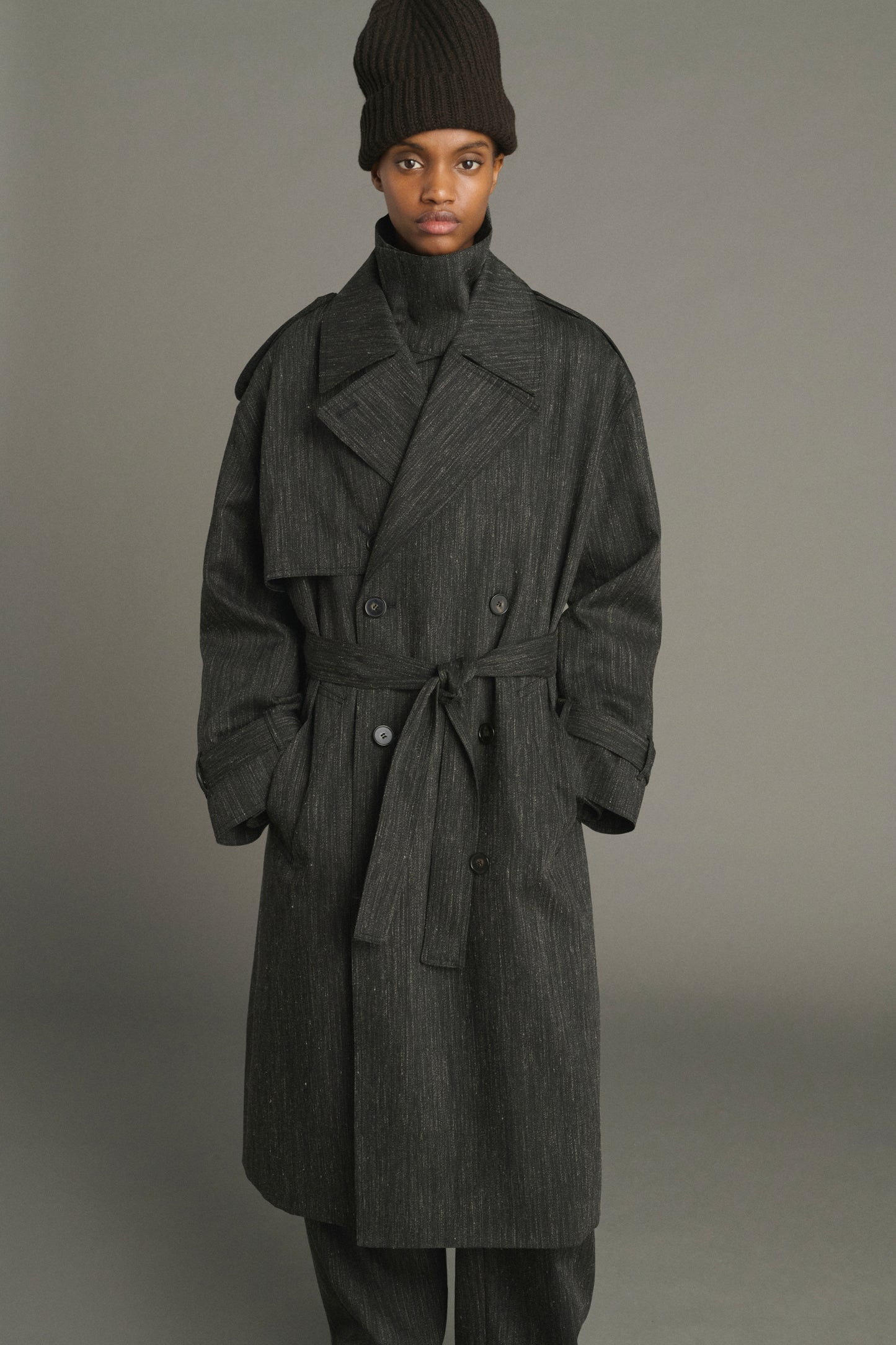Jourdain Trench - Anthracite Grey - Wool - Women