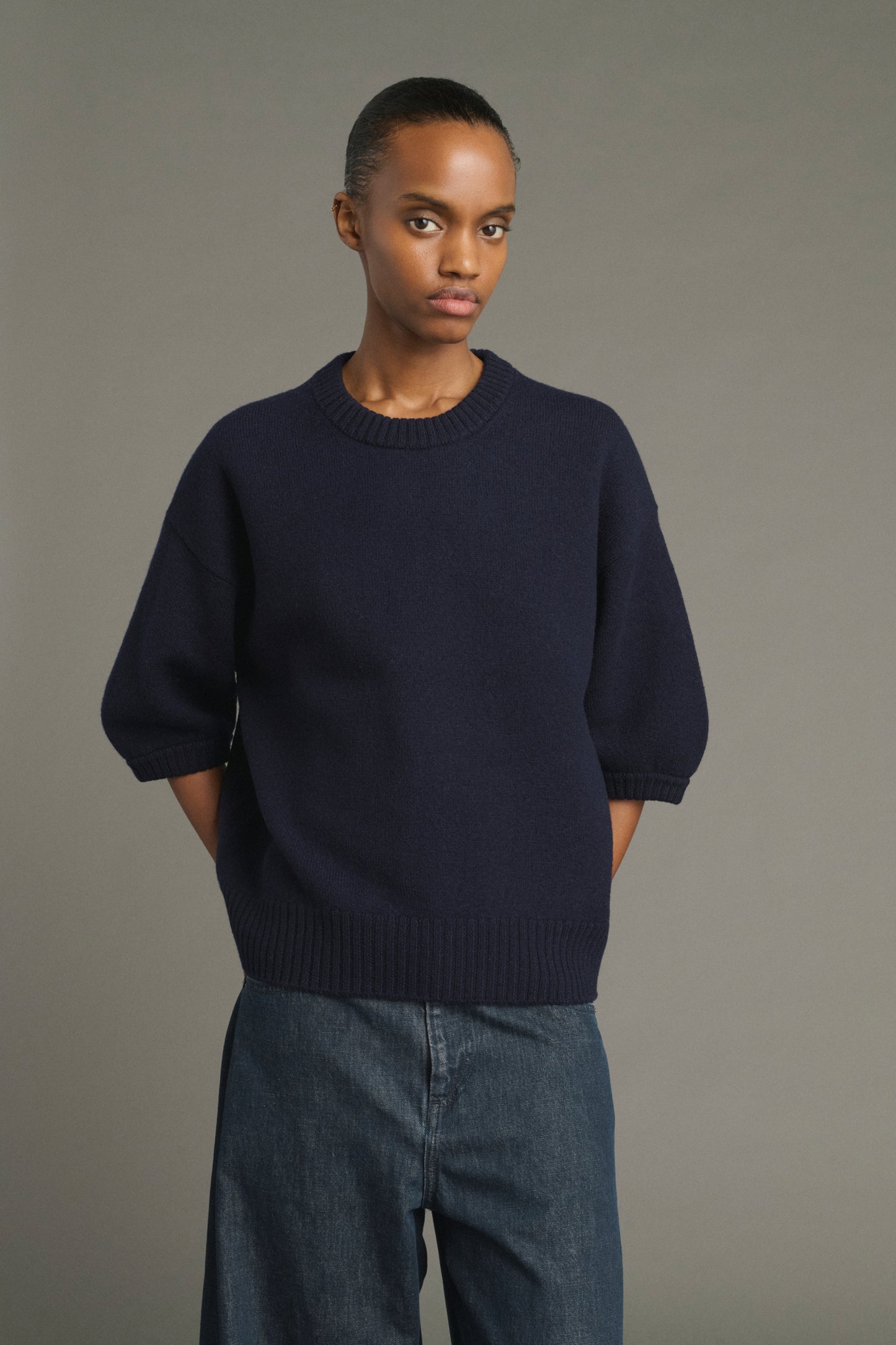 Pull Lise - Navy - Laine Mérinos - Femme