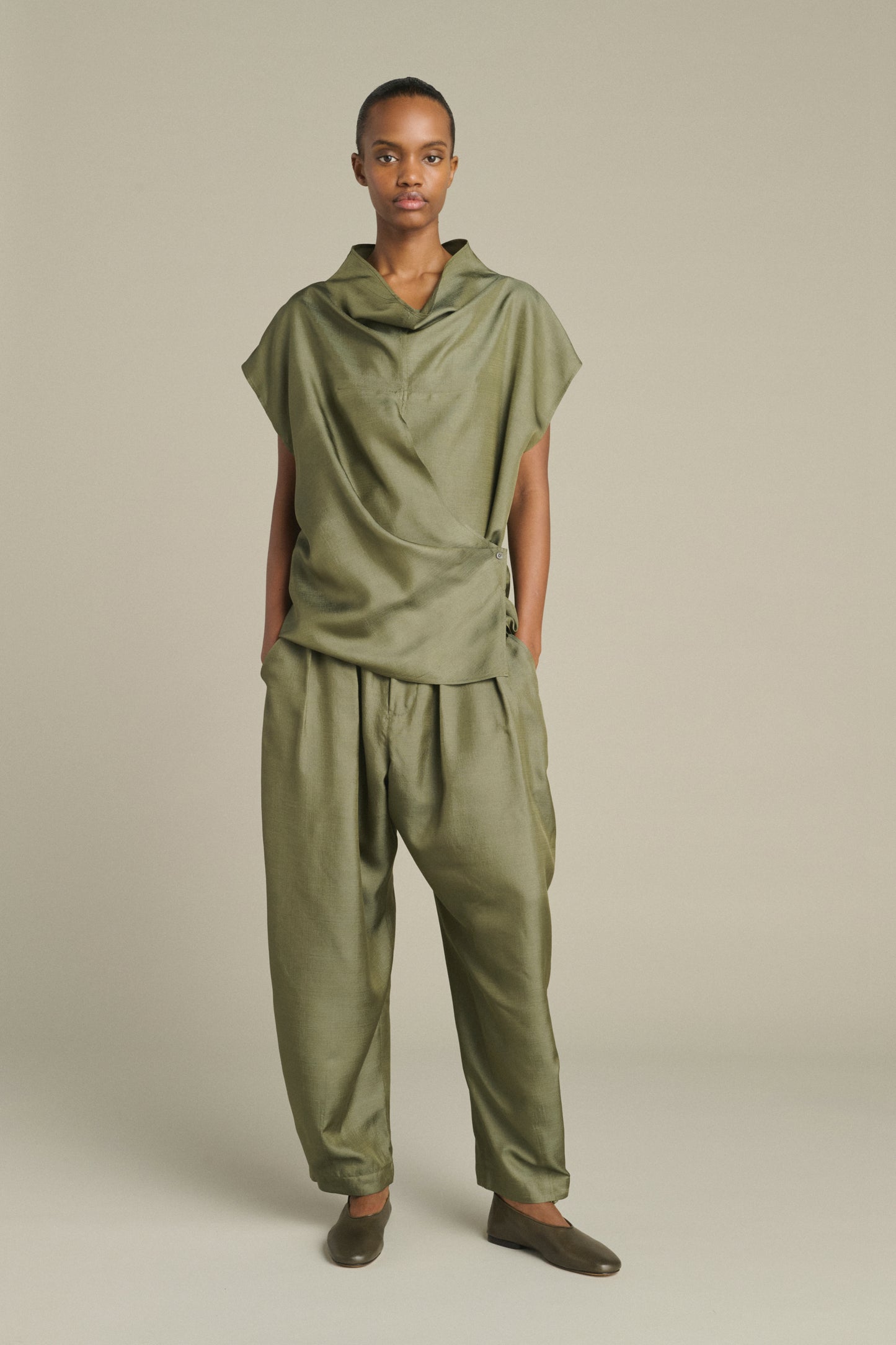 Blouse Kora - Vert De Gris - Soie - Femme