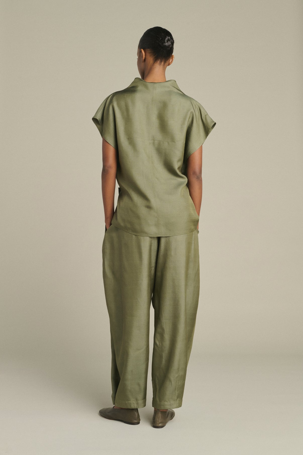 Blouse Kora - Vert De Gris - Soie - Femme vue 4