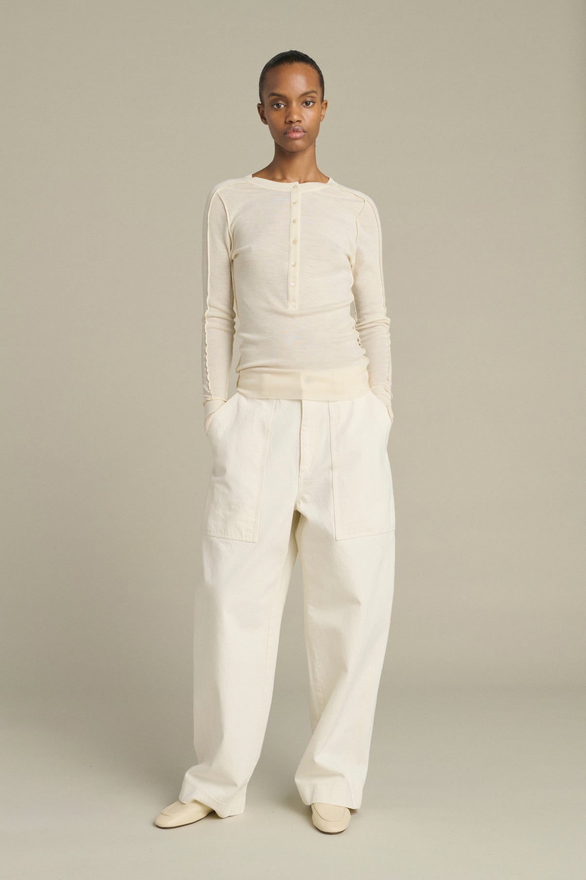 Laos T-Shirt - Ecru - Wool - Women vue 1