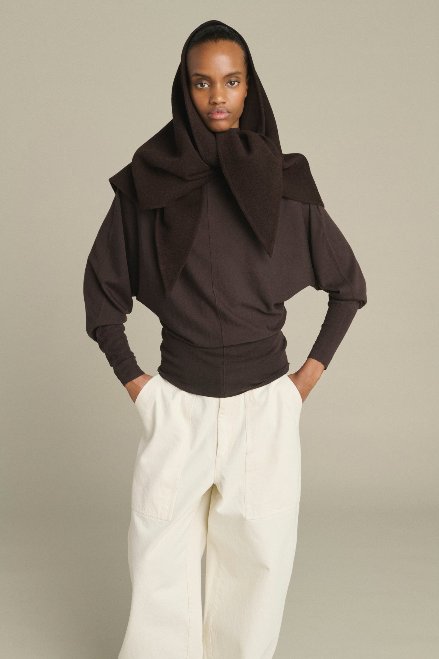 Cape Jamelia - Marron Foncé - Laine - Femme