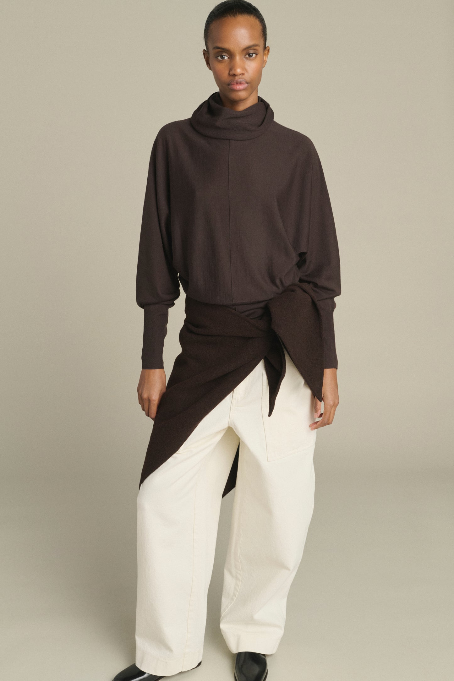 Cape Jamelia - Marron Foncé - Laine - Femme