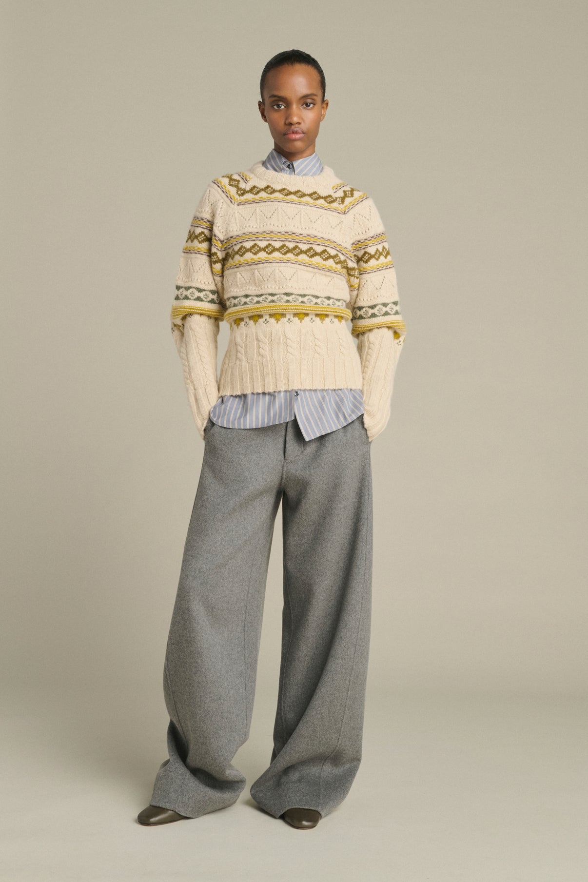 Luis pullover - Multicolour Beige - Merino Wool - Women vue 1