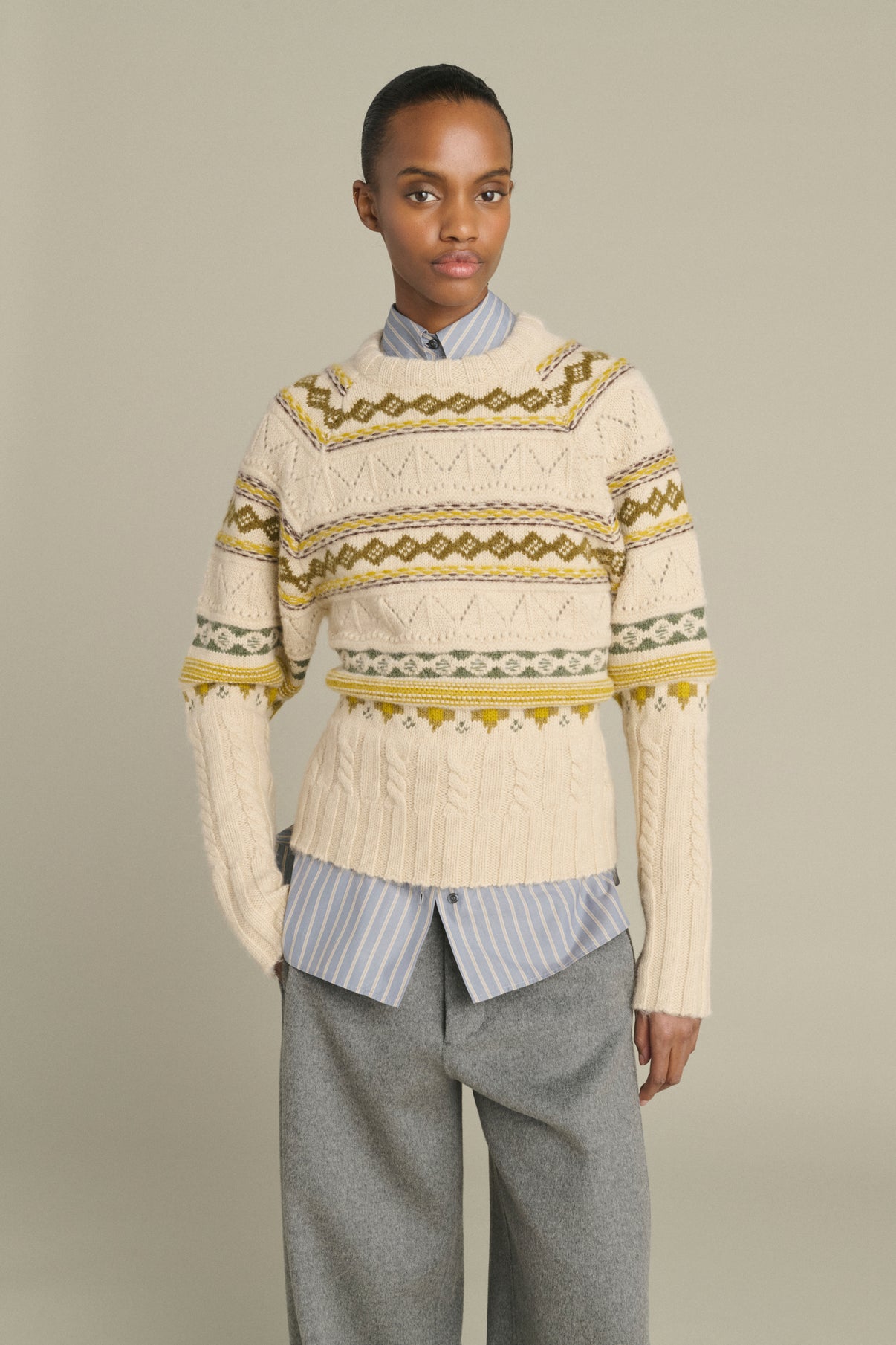Luis pullover - Multicolour Beige - Merino Wool - Women vue 3
