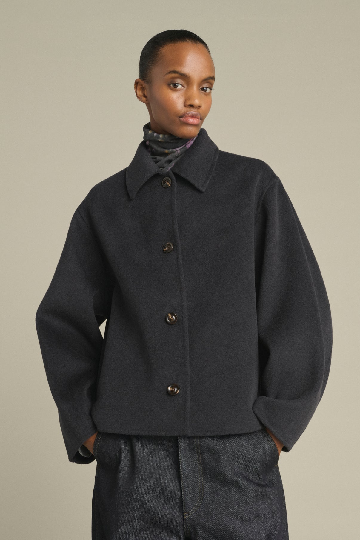 Coat Gyoda - Charcoal - Wool - Women vue 4