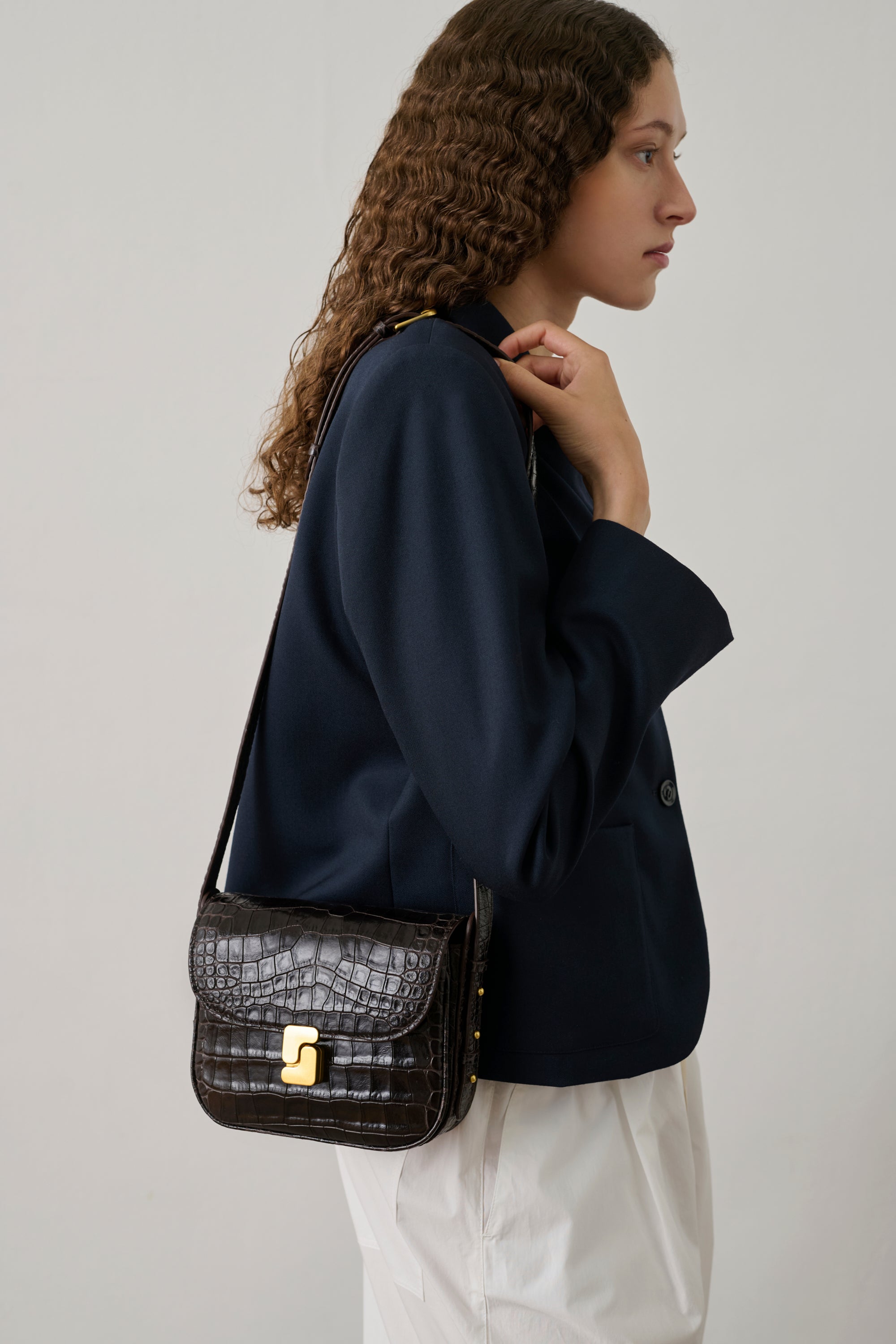 Bellissima Mini Bag - Dark Brown Croc-Embossed - Soeur