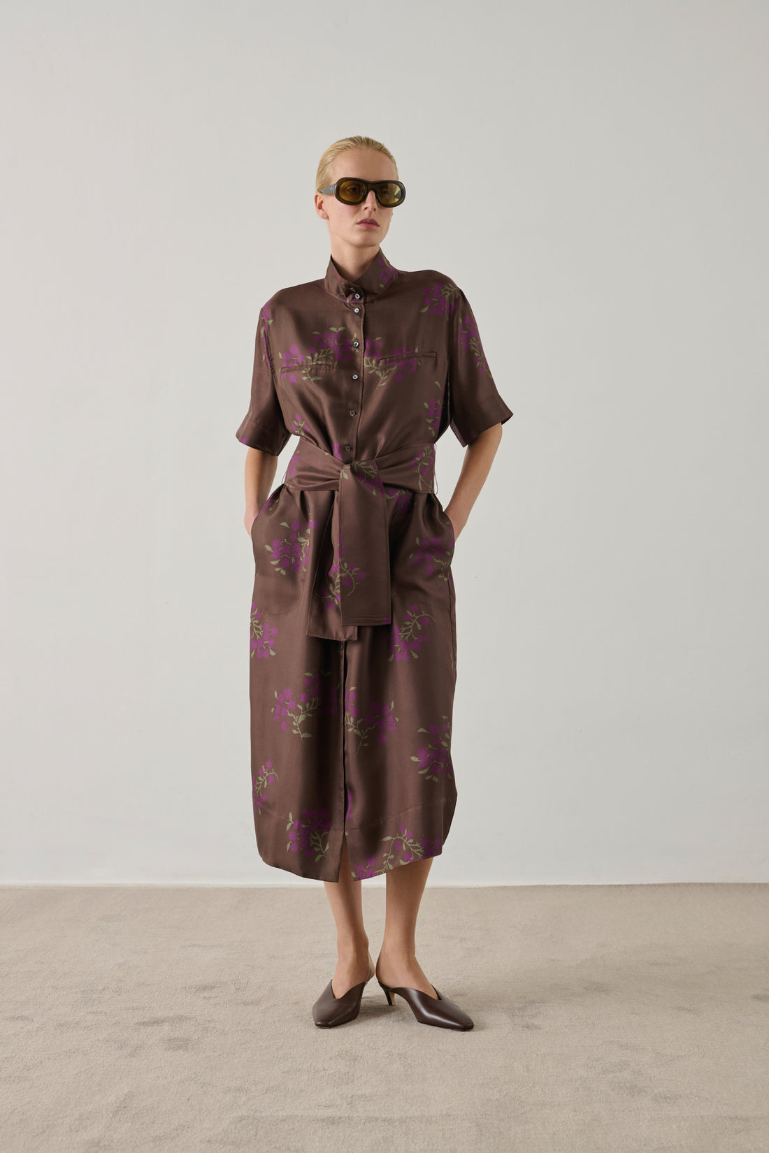 brown and purple dress Dress Witty - Brown Purple Silk Wide